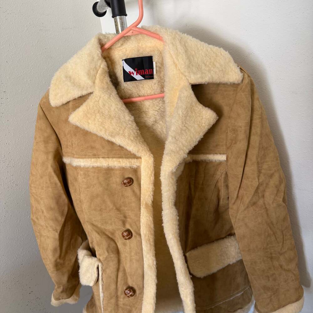 Vintage 70s Wiman Rancher Jacket Coat Mens Small Sherpa Lined Western USA Made